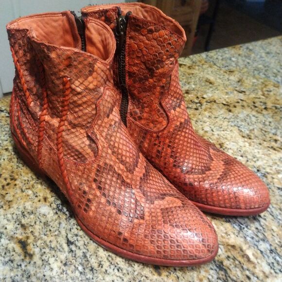 Fauzian Jeunesse Python Boots Red Snake Leather Womens size US 6 EU 36 $960 - Picture 5 of 14